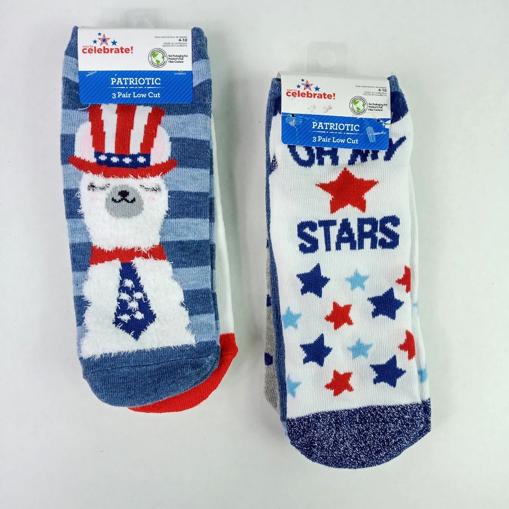 Women's Patriotic Socks 6 Pair Low Cut